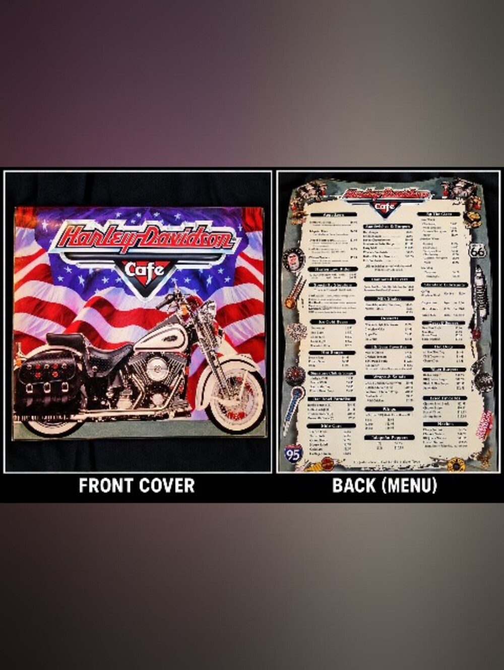 Harley-Davidson Menu Cover with Red, White & Blue Graphics